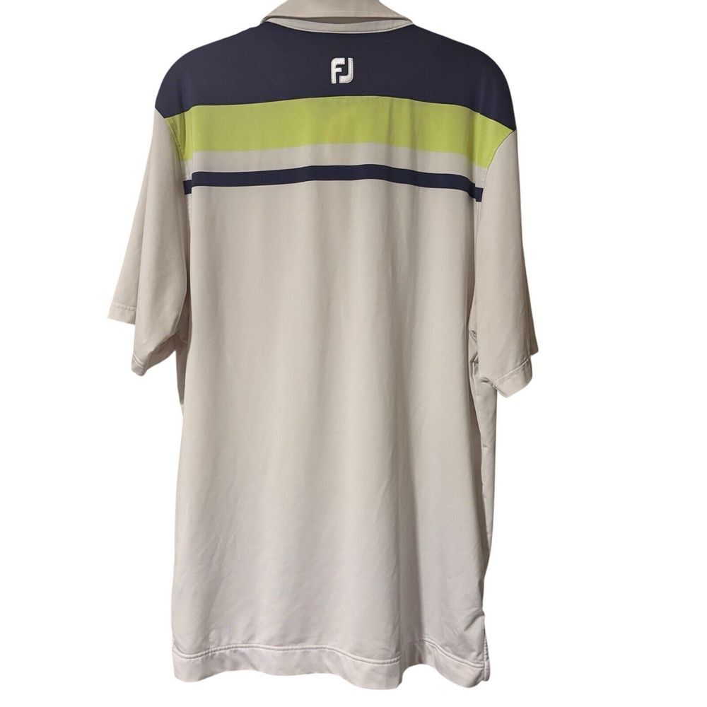 FootJoy FJ Lisle Self Collar Golf Polo Mens Sz M Citrus Green/Blue - Color block - Picture 2 of 12